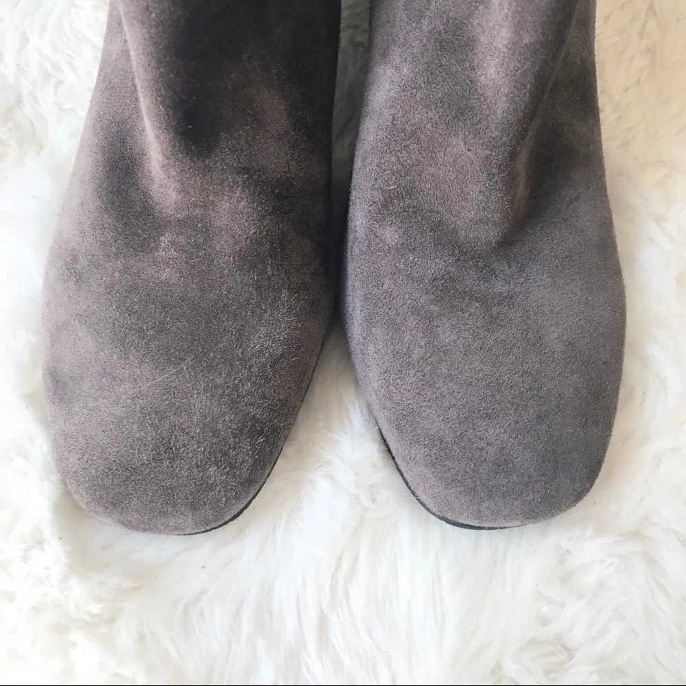 DONALD PLINER Suede Knee High Boot Chunky‎ Heel Round Toe Taupe Gray Size 6.5 Gray - Image 5