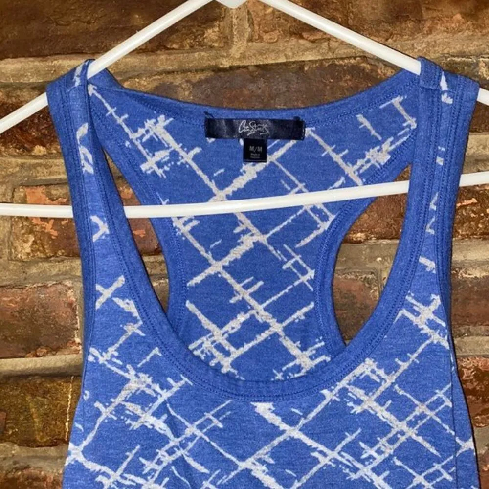 City Stars Blue Graphic Racerback Tank Top Medium - Image 2