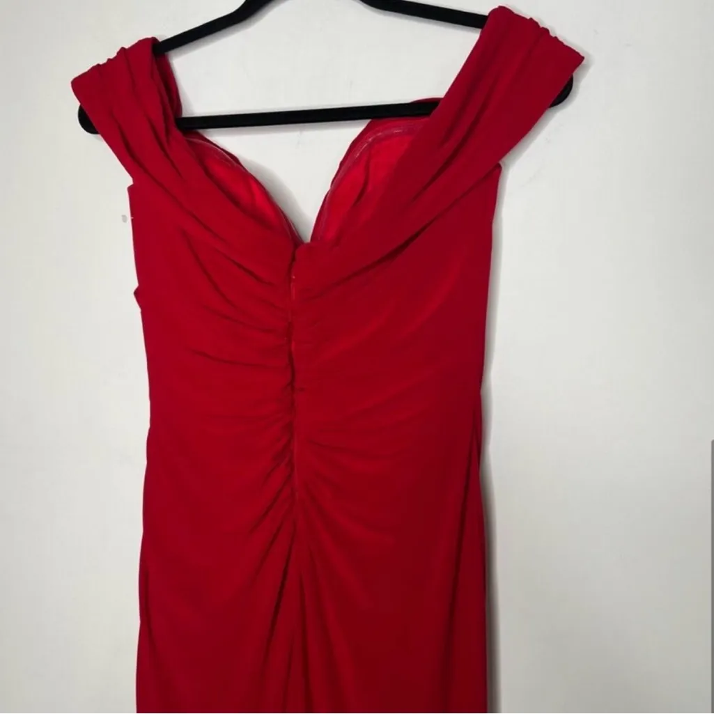 La femme Off the Shoulder Fully Ruched Floor Length Gown - Image 6