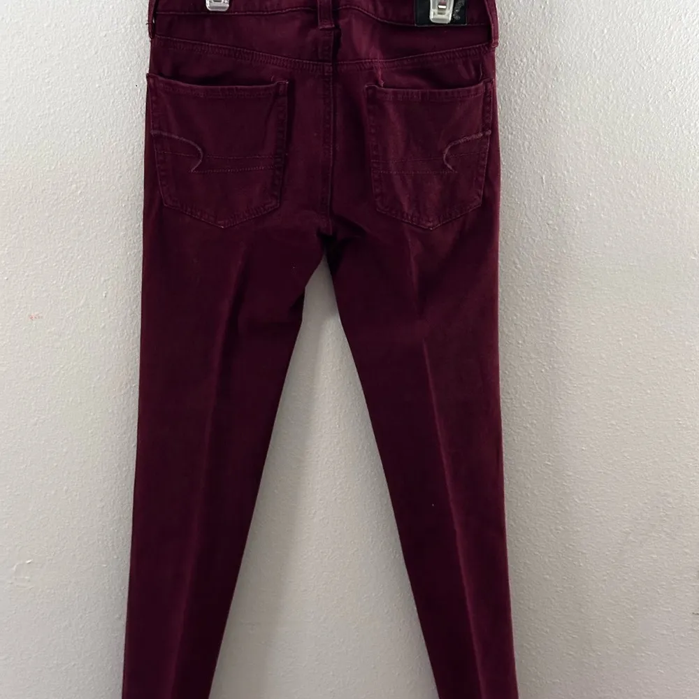 American Eagle Women Red Burgundy Jegging Jean‎ 360 size 0 super stretch - Image 7
