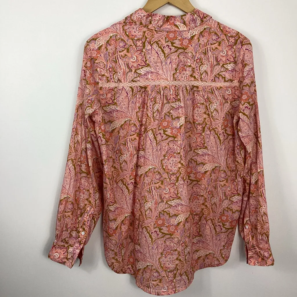 Sundance Poppy Bloom Pink Pattern Popover Top Size Small - Image 4
