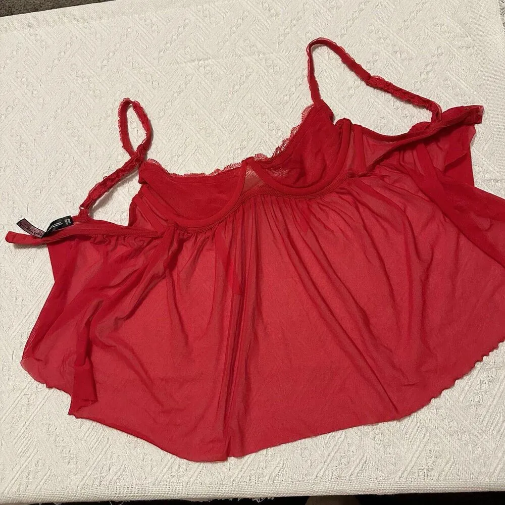 Victoria’s Secret Sexy Little Things Red Lingerie Babydoll Cami Top Sz 36B - Image 7