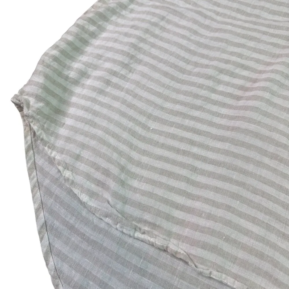 Magaschoni White Taupe Stripe Sleeveless Shirt Top Blouse 100% Linen Size Small - Image 6