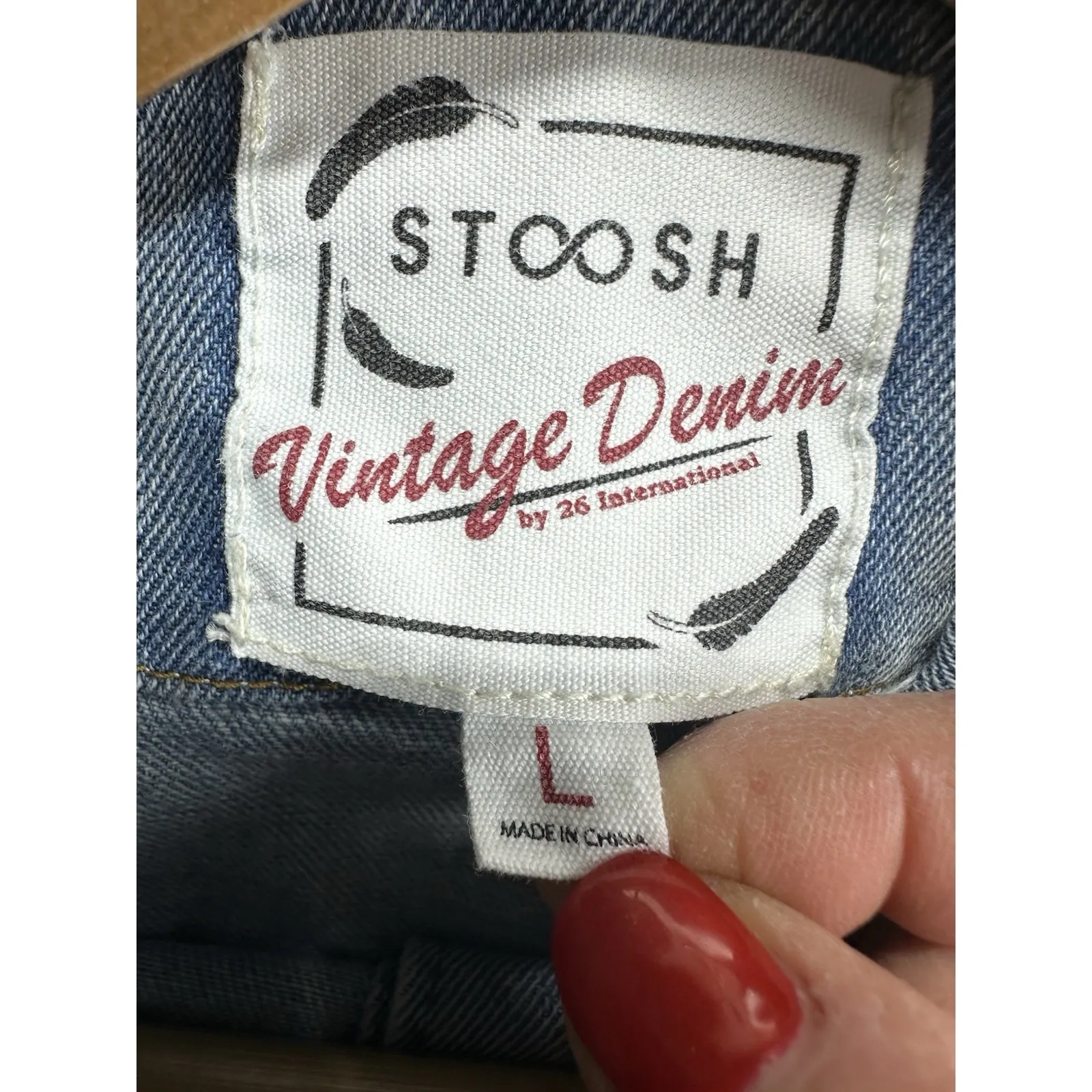 Stoosh Womens L Vintage Denim Cropped‎ Jacket USA Western Country Cowgirl Rodeo - Image 5