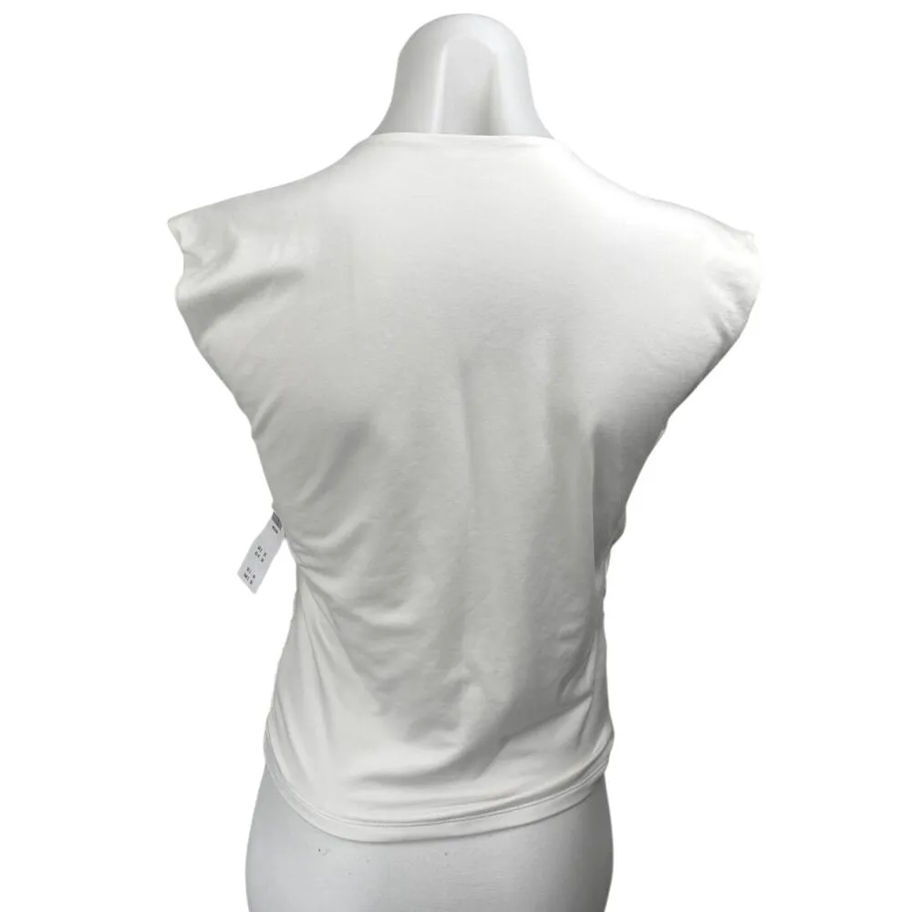 NEW Abercrombie & Fitch White Sleeveless Cami Ruched Slim Blouse Tank Top Size M - Image 2