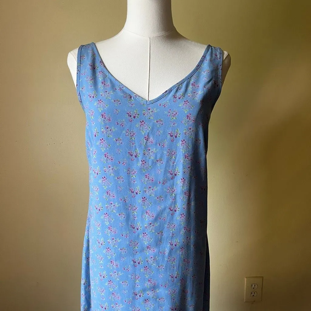 Vintage 90s‎ GAP Floral Slip Dress Blue Lavender Trim Y2K Coquette Small - Image 2