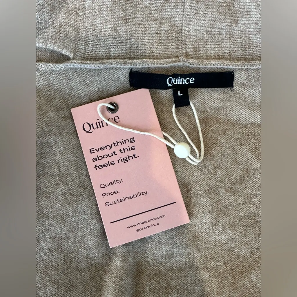 Quince Mongolian 100% Cashmere Duster Cardigan Sweater Size Large NWT Oatmeal - Image 9