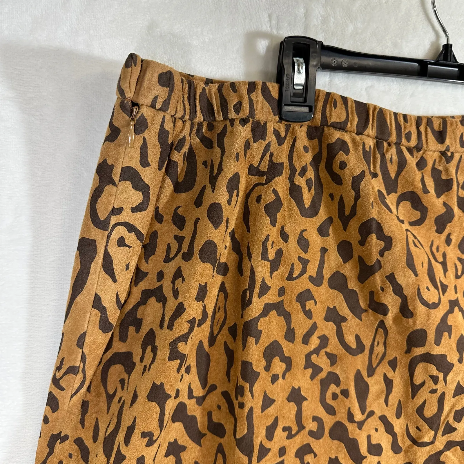 NEW VTG Terry Lewis Plus 24 Skirt Leather Animal Cheetah Print Tan Brown Mini‎ - Image 2