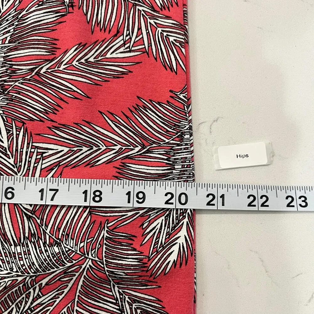 J Jill Wearever Collection Shift Dress Size S Pink Palm Tree Hawaiian Soft Knit - Image 9