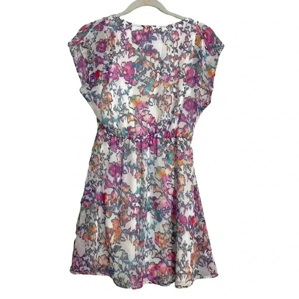 Lush Mini Dress Short Sleeve Watercolor Floral - Image 2