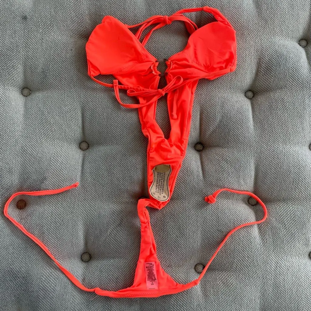 NWOT Mermaid Swimwear Neon Orange Slingshot 1pc Swimsuit S - Image 7