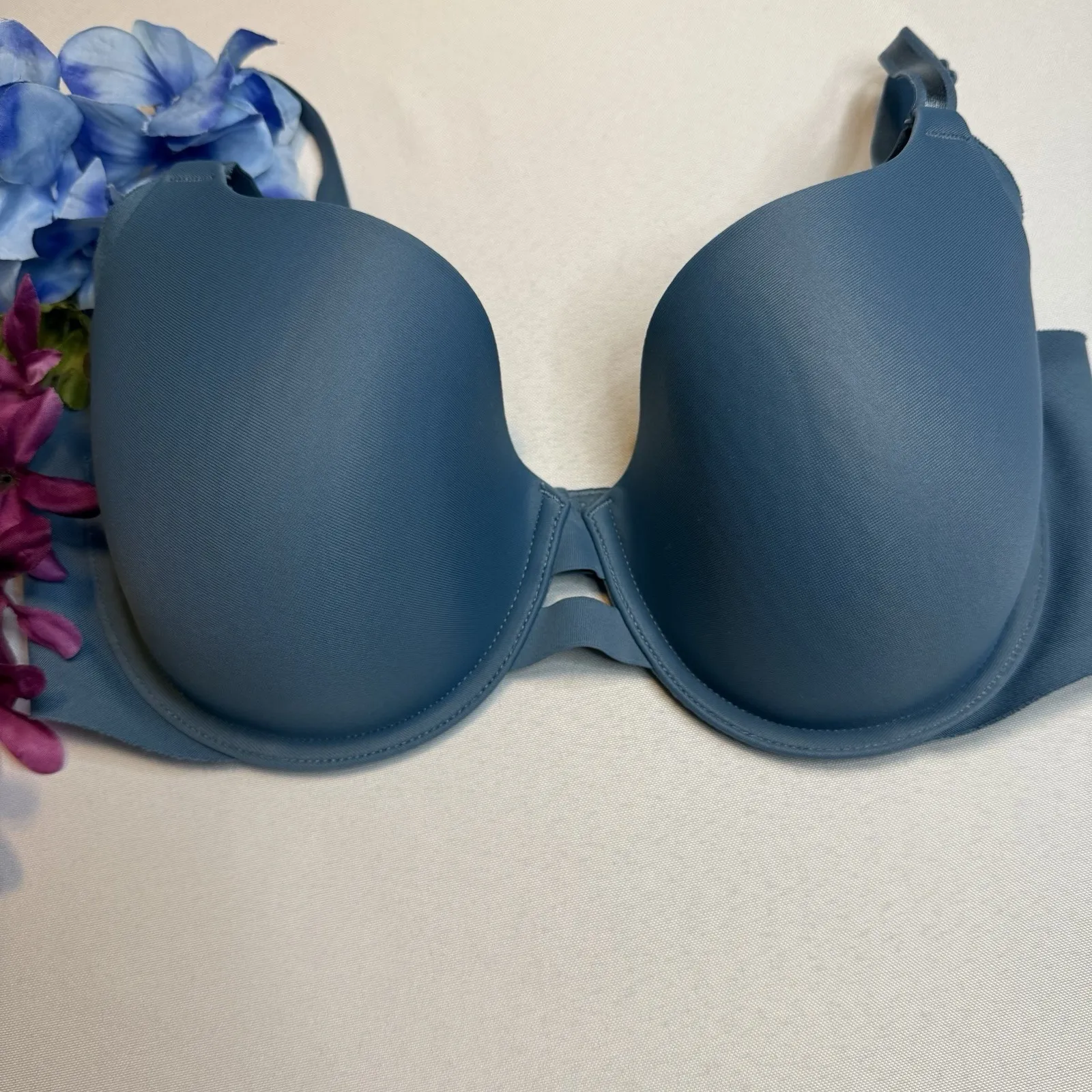 34D Warner's Womens Blue Lined Underwire Full Coverage‎ Back Closure Demi Bra Size undefined - Image 3