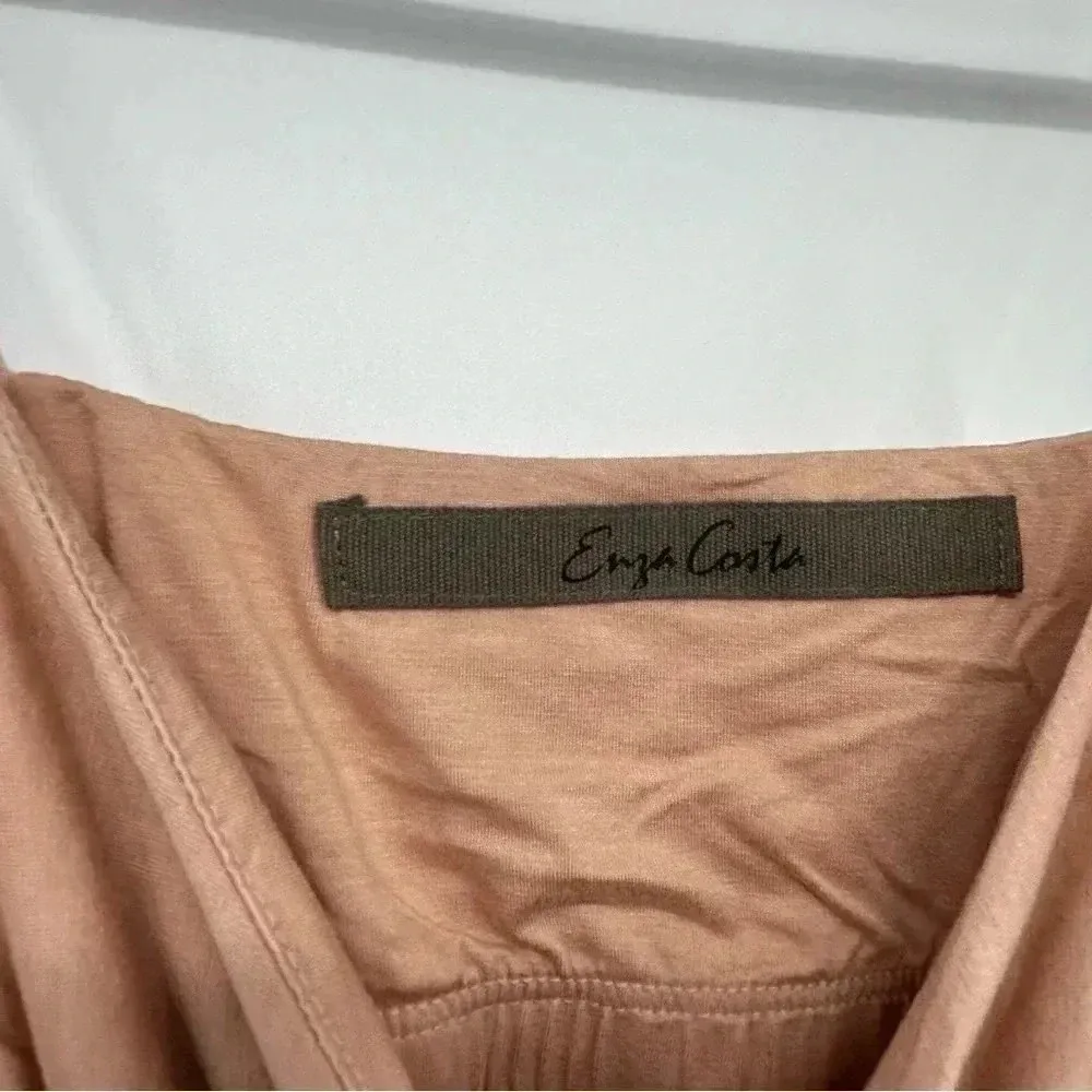 ENZA COSTA RUCHED CAMISOLE TOP SMALL DK NUDE VISCOSE LYCRA STRETCH TANK NWOT Tan - Image 8