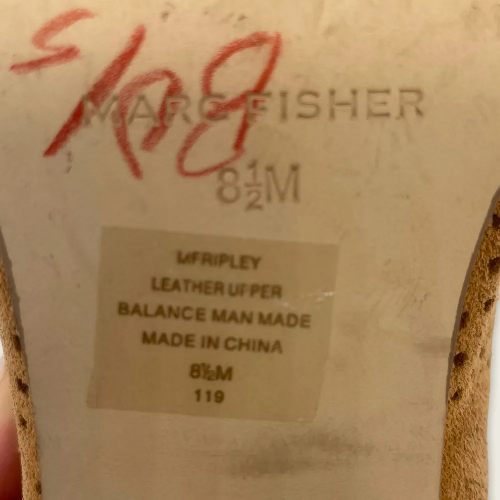 Marc Fisher Ripley Brown Suede Lasercut Perforated Stack 3" Block Heel Mule 8.5 - Image 8