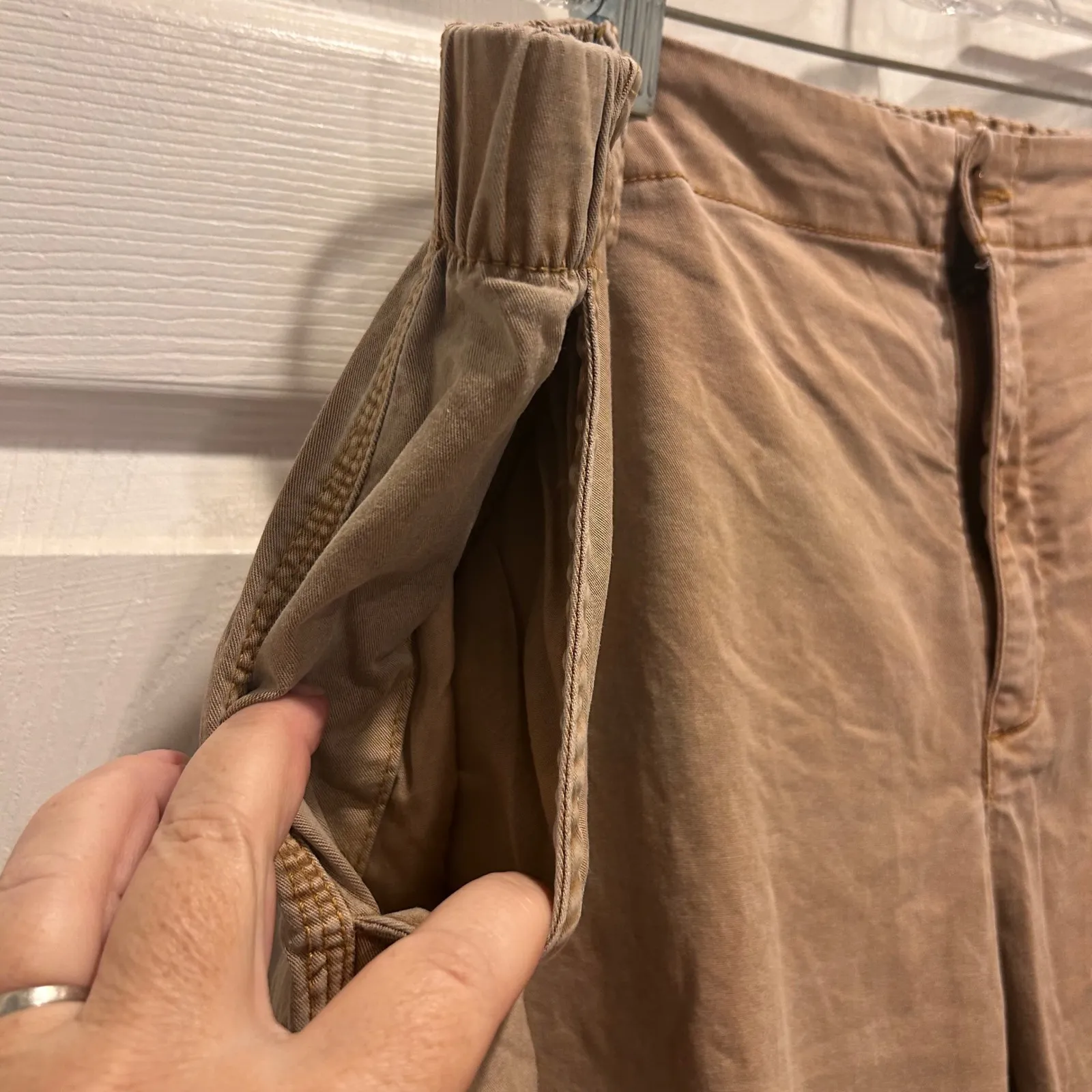 Old Navy Womens Casual Pants Elastic Waist‎ Khaki Comfy Pocketed Straight Leg XL - Image 5