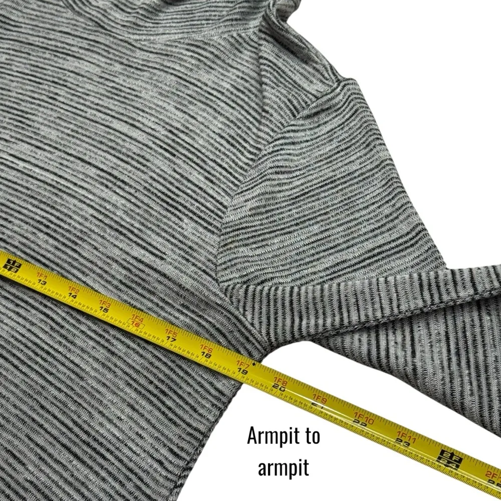 NEW Cupio Black and White Micro Stripe Cowlneck‎ Jersey Bell Sleeve Blouse L - Image 10