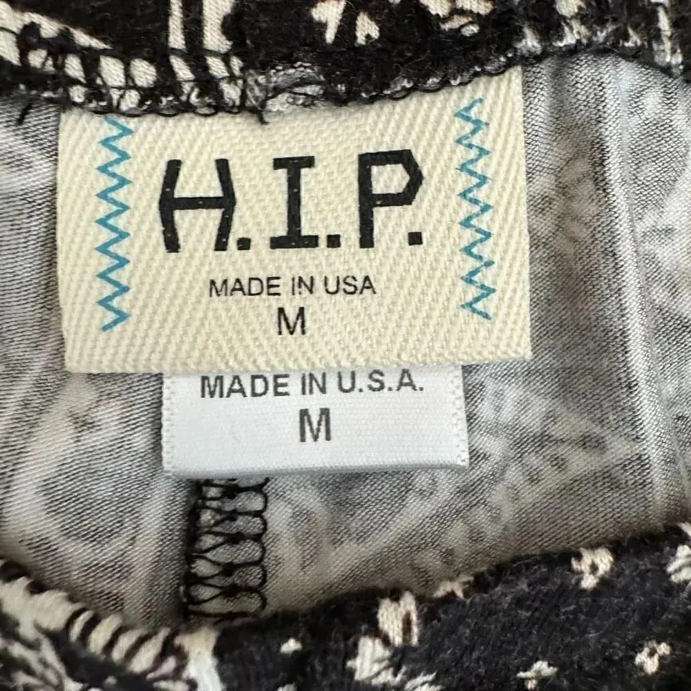 H.I. P Retro Aztec Tribal Soft White Black Y2K Flare Bell Pull on SZ M #1943 - Image 7