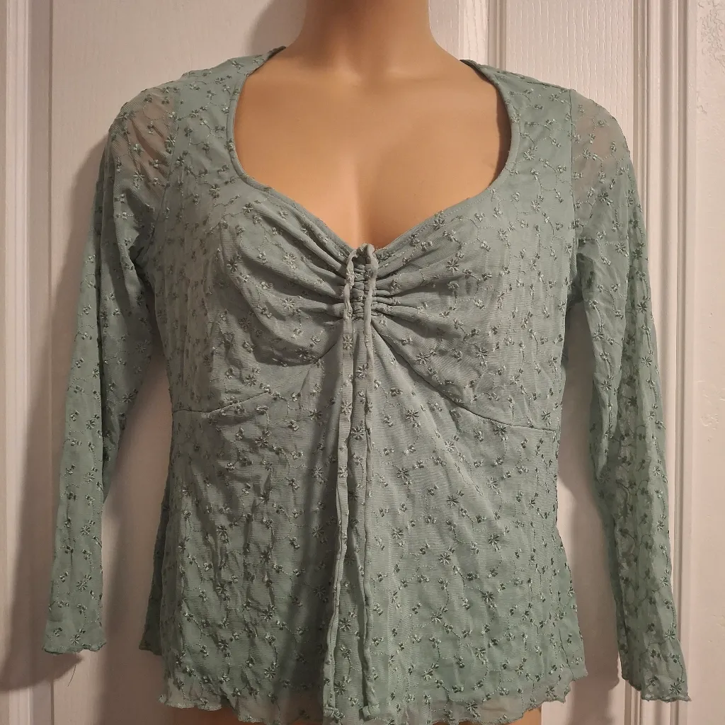 Torrid Sz 00 Green Floral Long Sleeve Top - Image 7