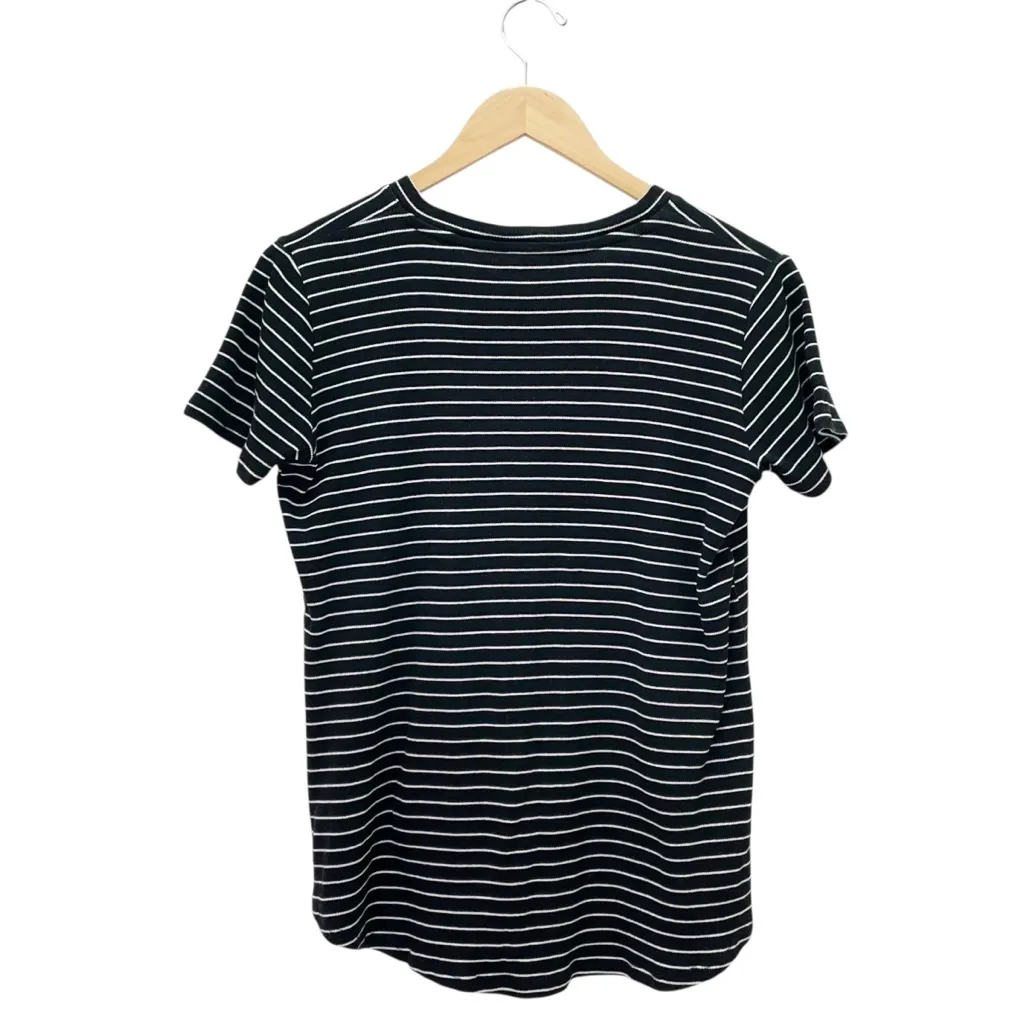 Albion Basic V Neck Tee Black White Stripe Pocket Short Sleeve T Shirt Sz Small - Image 3