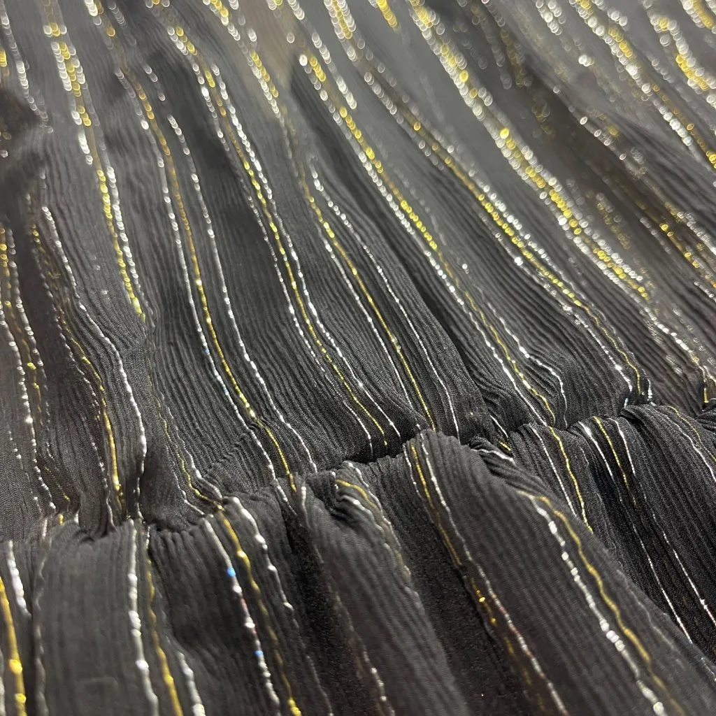 Dundas Silk Lurex Stripe Dress Women's Size XXS/XS (Italy 38) Flowing Kaftan NEW Black - Image 7