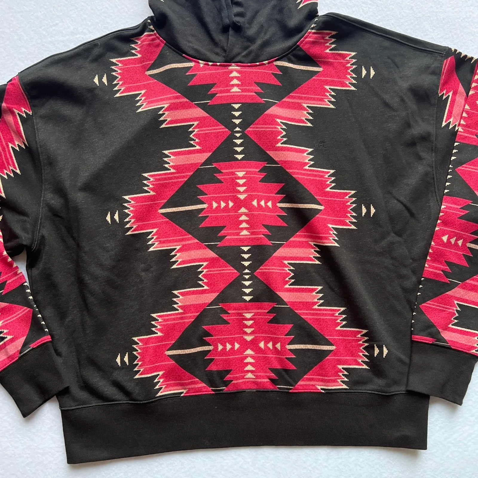 Lauren Ralph Lauren L Black Label Tribal Aztec Black Pullover Hoodie Sweatshirt‎ - Image 12