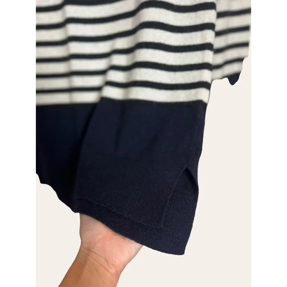 Kate Spade Blue Striped Wool Cashmere Boatneck Pullover Sweater Size Medium - Image 3