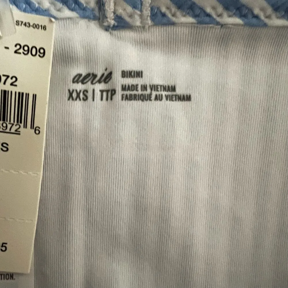 Aerie Seersucker Ruffle Bikini Bottom XXS Women’s Blue Lion 2909 - Image 5