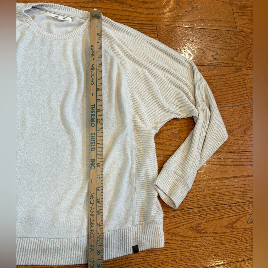 Rip Curl Cream Ribbed Pullover Sweater | Soft Knit Crewneck | Size L - Image 3