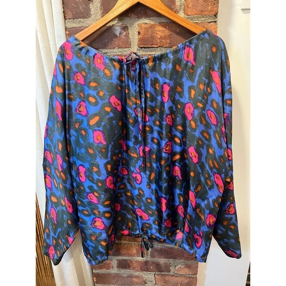 Rachel Zoe Abstract Print Silk Drawstring Blouse Business Casual Office wear 10 - Image 4