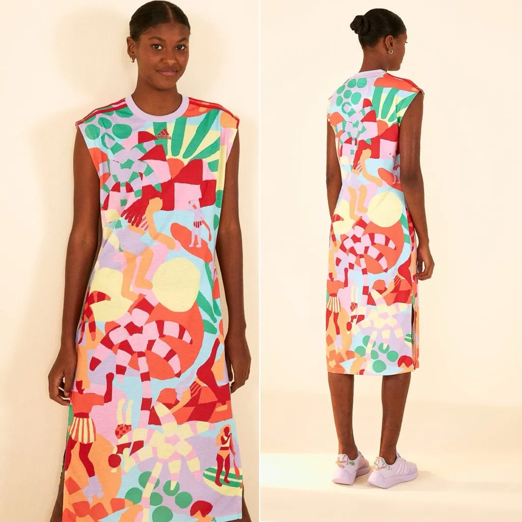 NWT Adidas X Farm Rio Dress Gold Multicolor - Image 2
