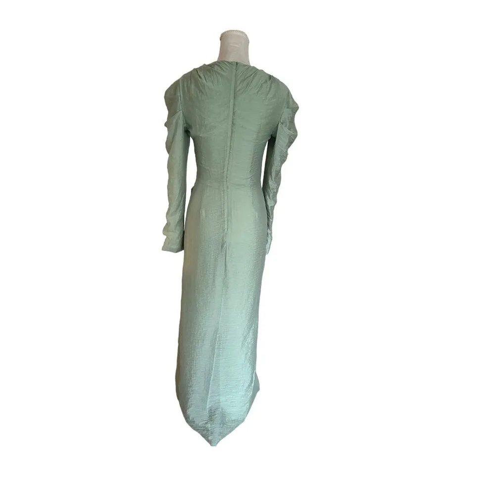 Asos Design Sage Green Draped Sleeve Wrap Skirt Maxi Dress UK 8 EU 36 US 4 - Image 16