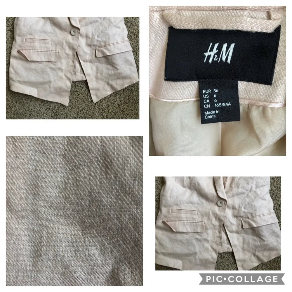 H&M Pale pink linen blazer Sz 6 - Image 6