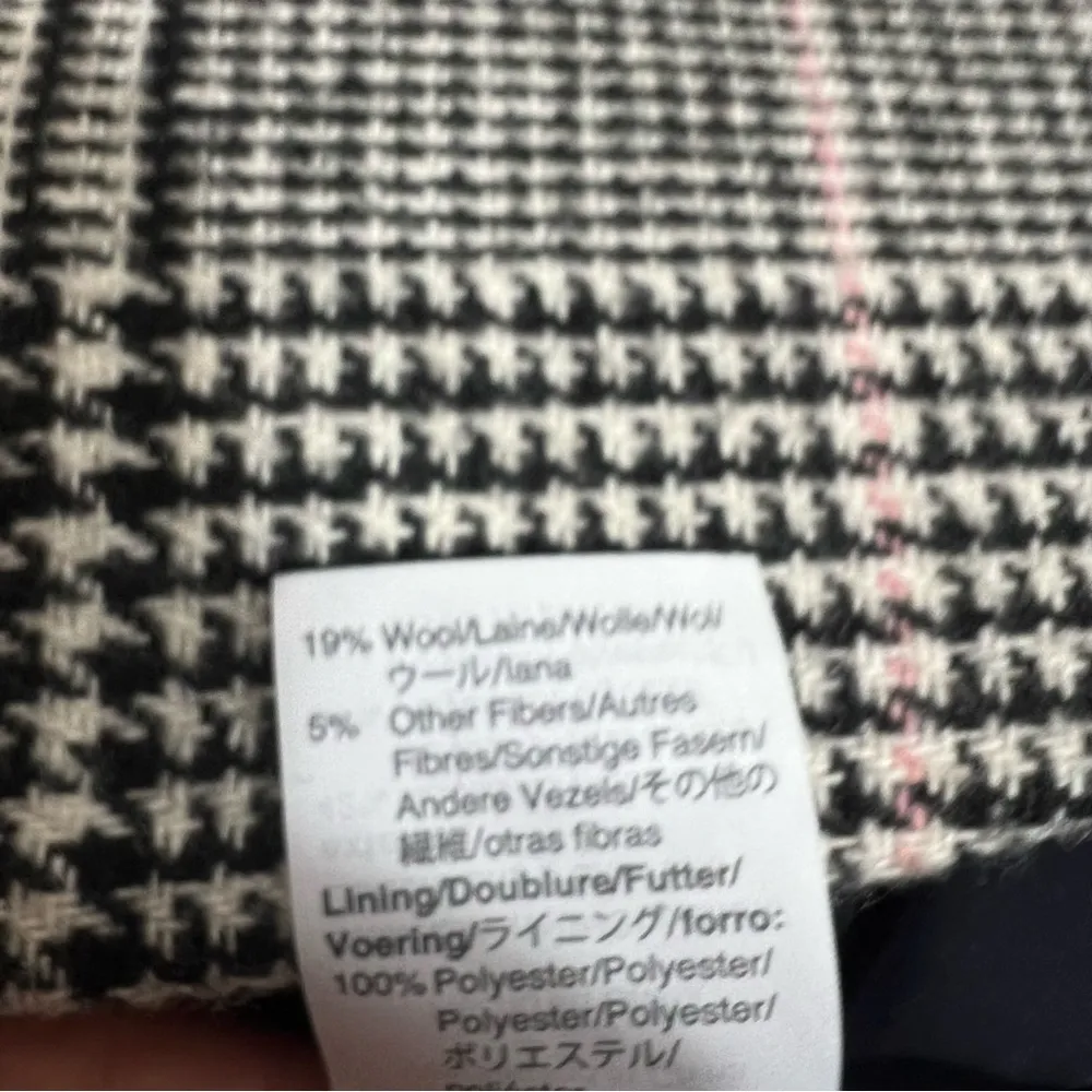 J. Crew Boyfriend Blazer Jacket Glen Plaid black white pink Sz 6 - Image 7