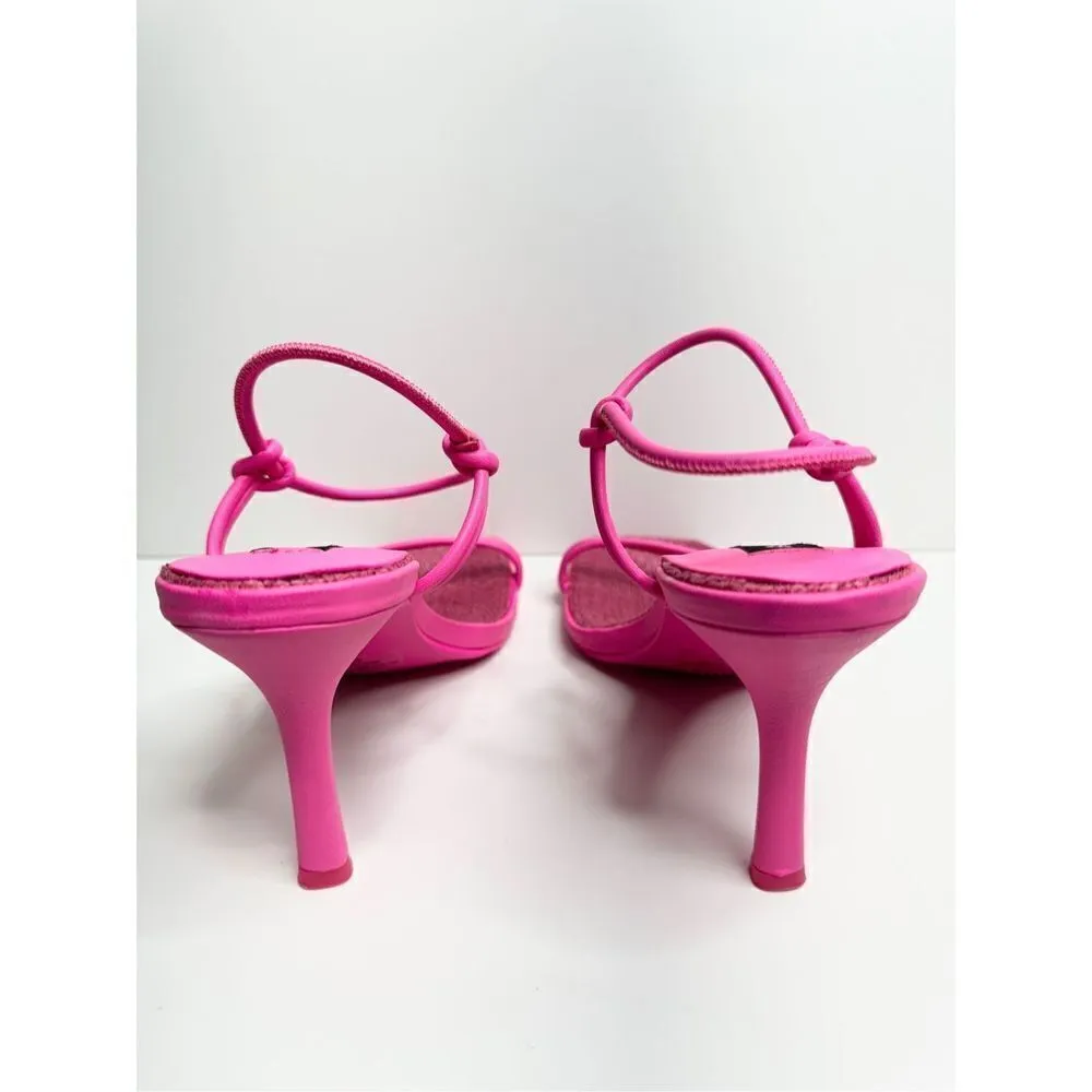 AQUA Sandals Womens Size 8 Square Toe Pink Raffia Detail Slip On Heel NEW - Image 6