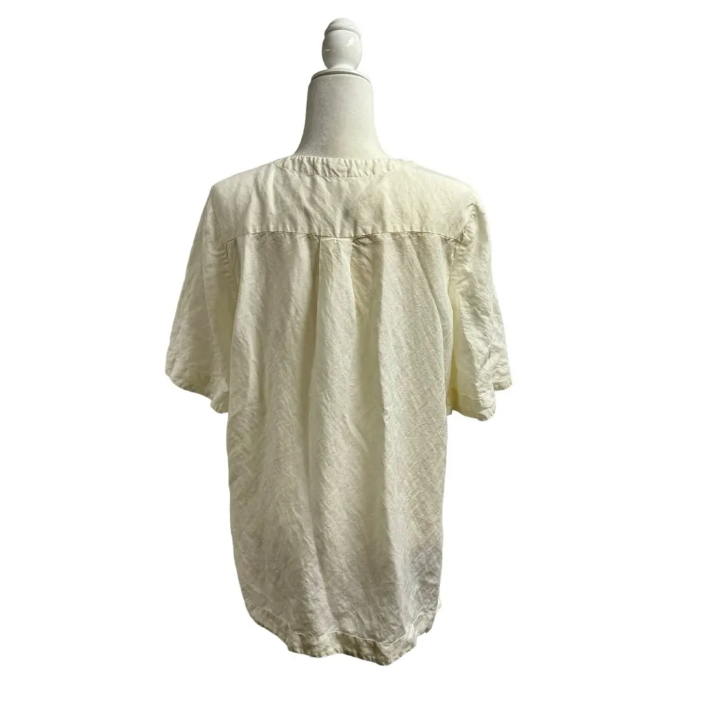 Cult Gaia Kittie Short Sleeve Tunic Top Linen Tencel Blend Off White Large L - Image 4