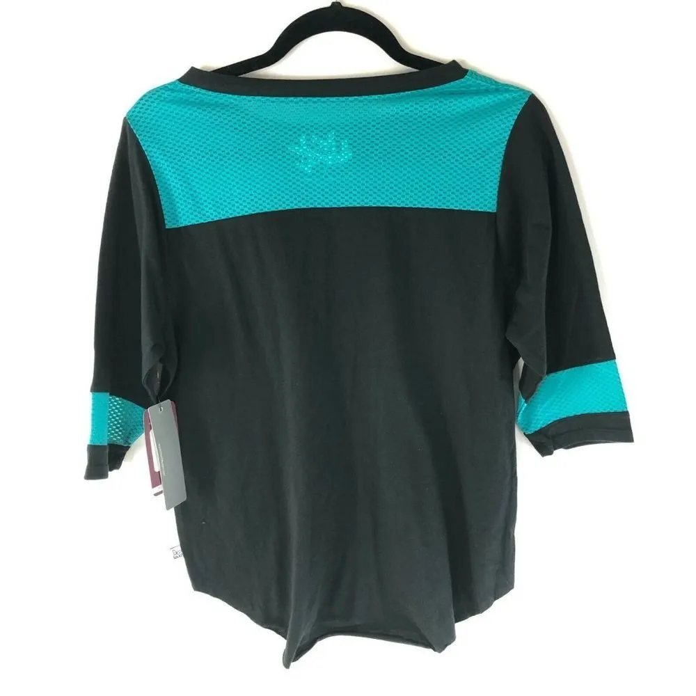 NBA Vancouver Grizzlies Womens T Shirt 3/4 Sleeve Blue Black Mesh Size S - Image 2