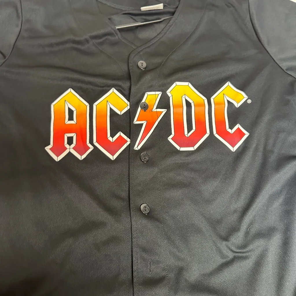 AC/DC Black Button Down Shirt with Red and Yellow Logo unisex - Image 8