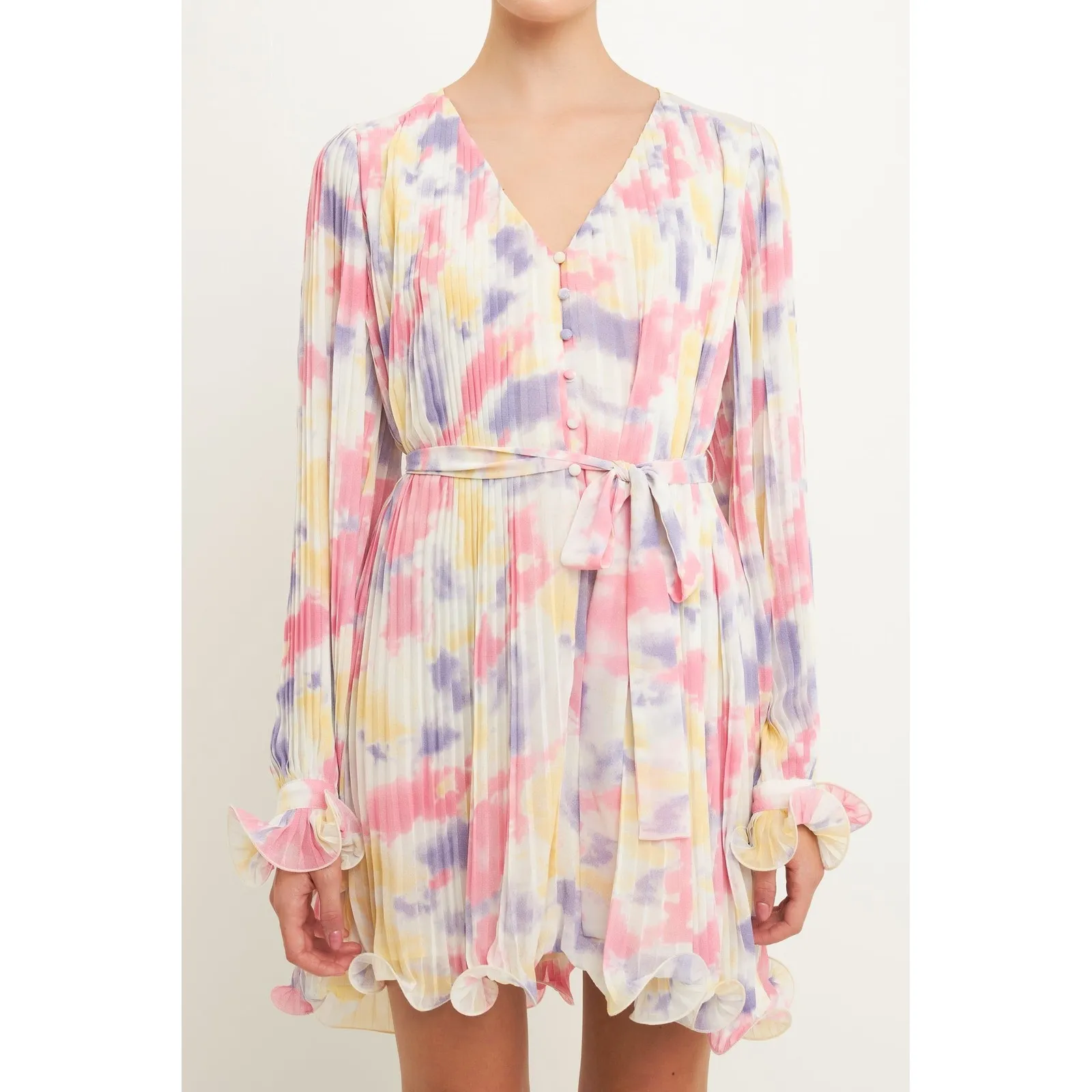 New! Endless Rose Tie-Dye Chiffon Pleated‎ Mini Dress, XS - Image 3