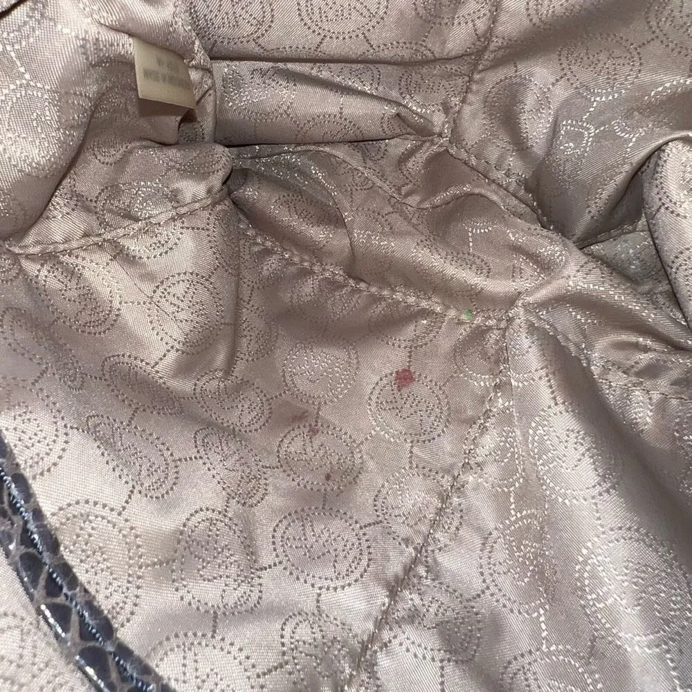 Michael Kors Snakeskin Embossed Suede MK Hardware Crossbody Bag - Image 9