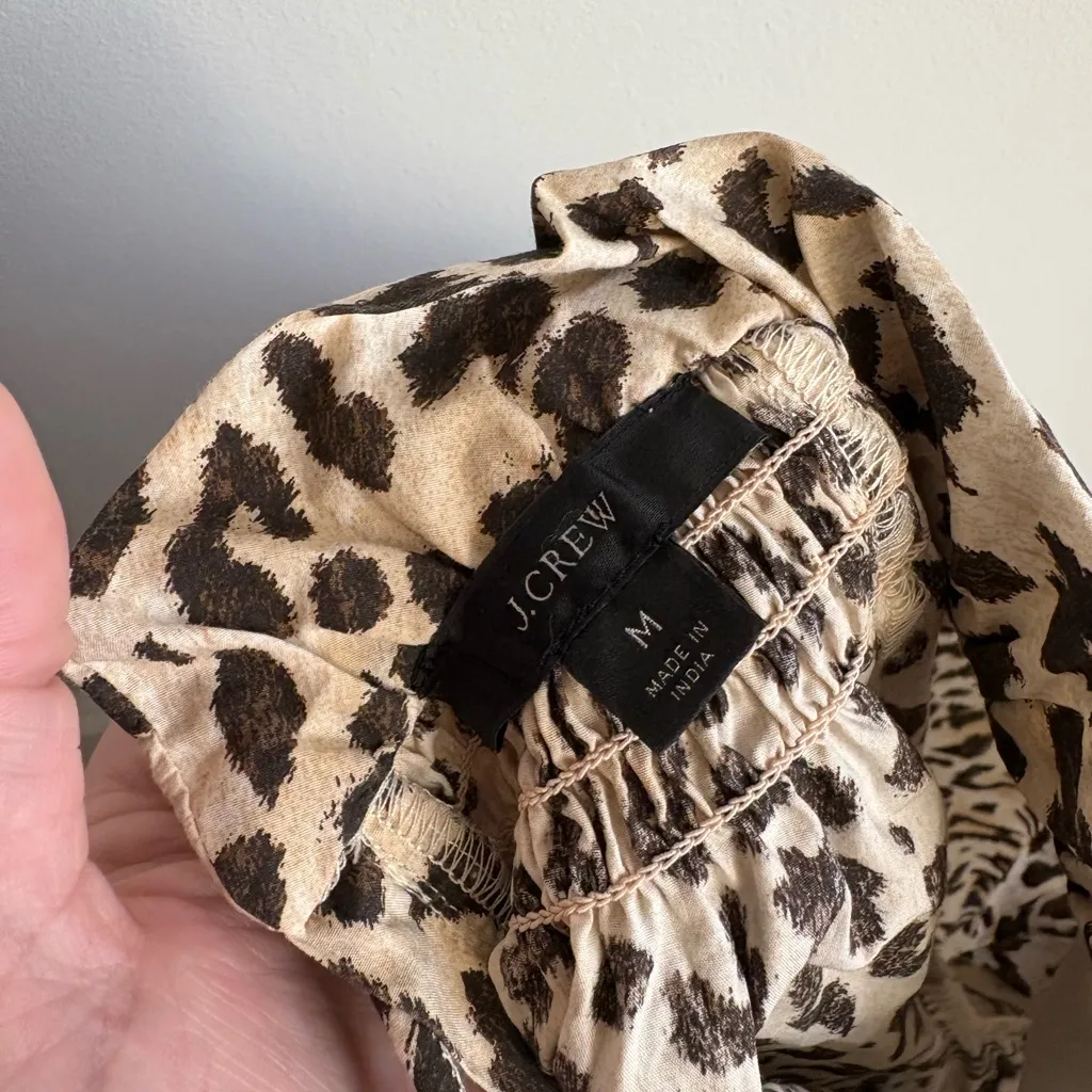 J. Crew Winona Ruffleneck Puff-Sleeve Leopard Print Long Sleeve Mini Dress - Image 9