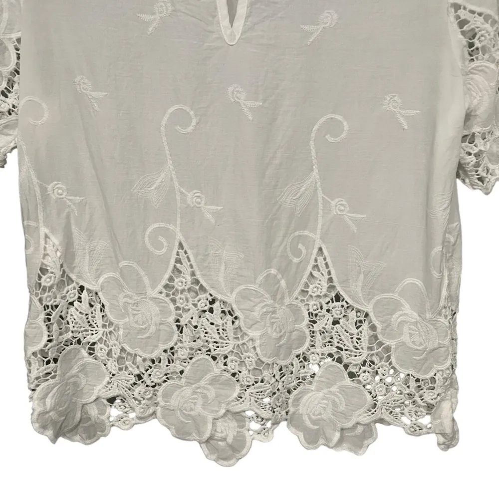 Allison Collection New York Cotton Embroidered Blouse, Sz M Size M - Image 8