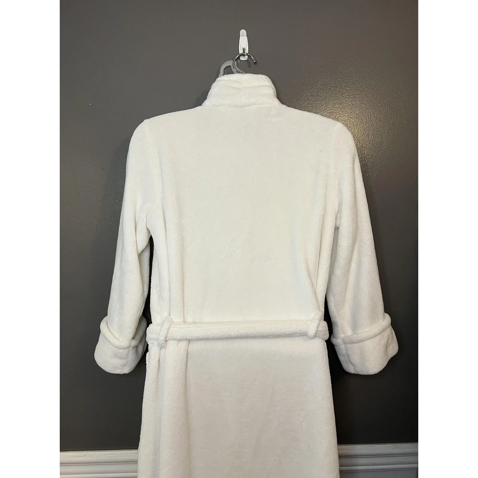 Charter Club Intimates Robe Womens Large White Plush Fleece Shawl Collar Belted - Image 6