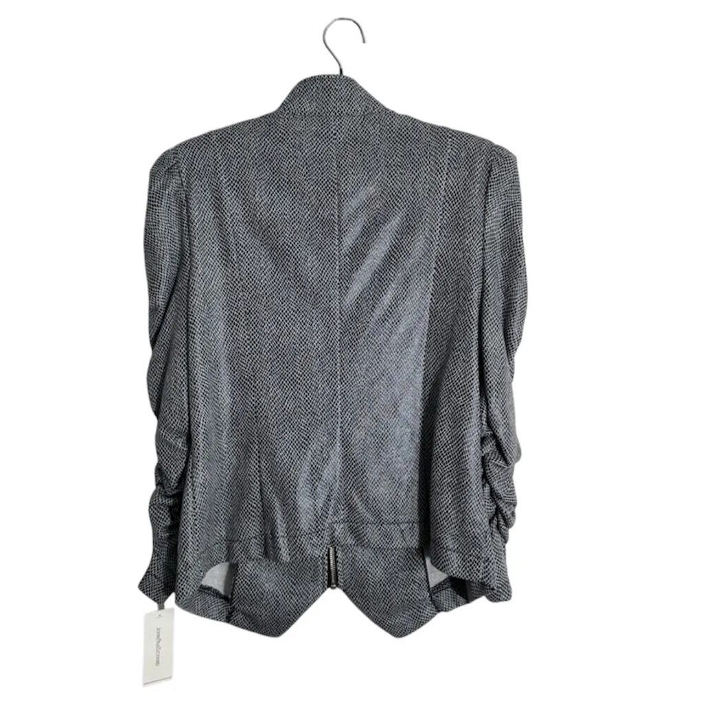 JohnPaulRichard Medium Black Gray Full Zip Blazer Jacket Ruched Sleeves‎ … - Image 2