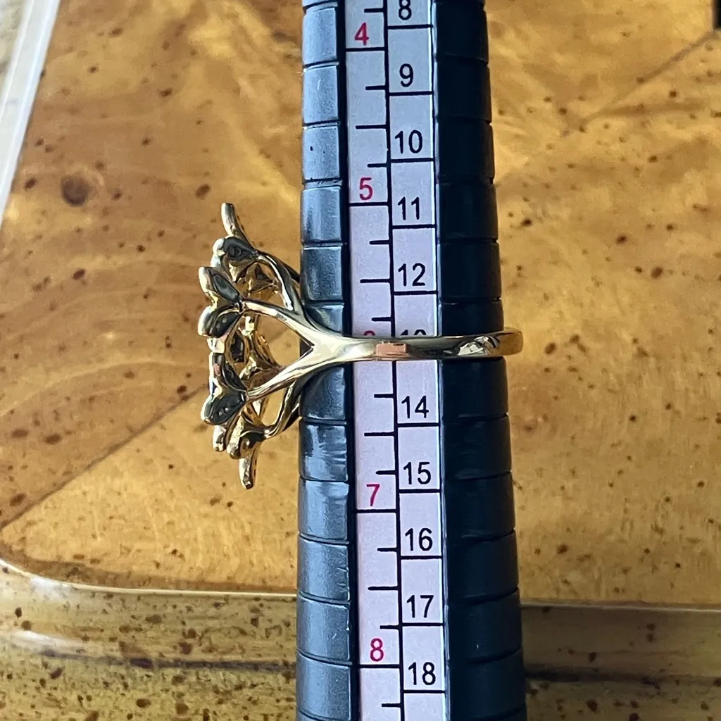 Natural Diamond Sterling Silver Cocktail Ring Size 6 Gold - Image 8