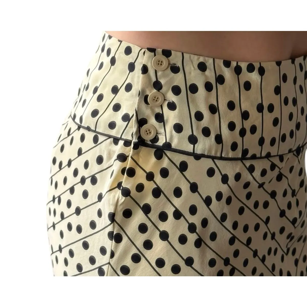 ✨Studio M 100% Silk Cream/Black Sz Medium Skirt✨ Black - Image 4