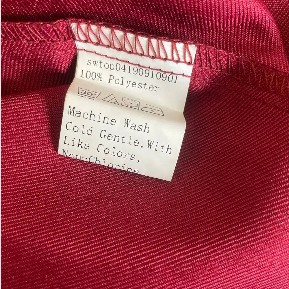 Blouse Women Medium Red Asymmetrical Bodice Sleeveless Peplum Hem Zip - Image 7