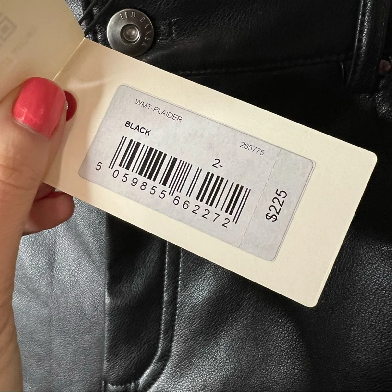 Ted Baker London Plaider Black Faux Leather High Rise Straight Pants NEW 2 / US6 - Image 9