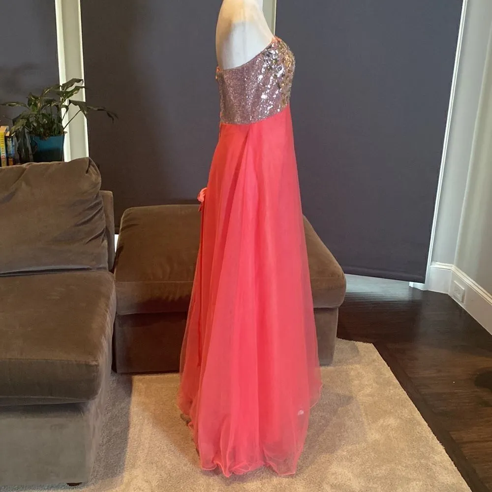 Women’s Pink Full Length Sparkly Tulle & Sequined Prom Party Dress Size S NWT - Image 3