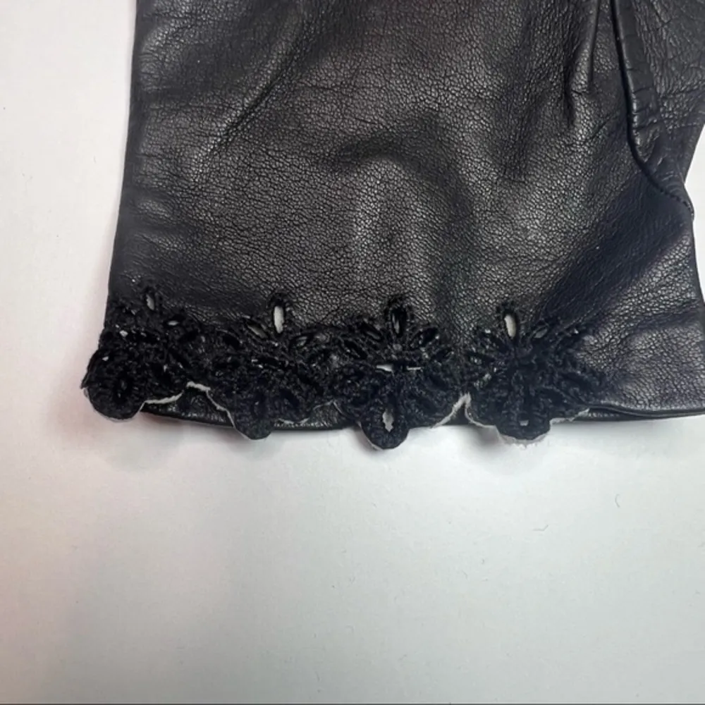 Black Gloves with Flower Detailing - Image 4