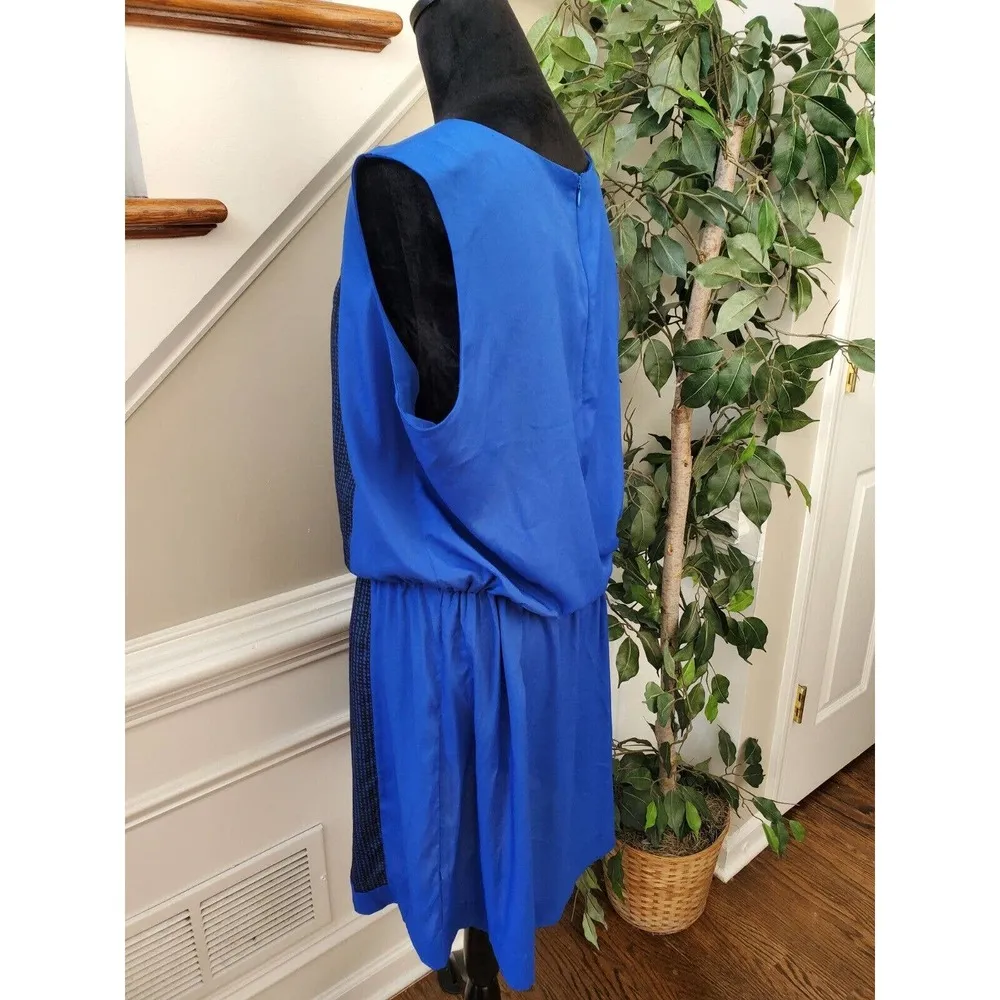 Joe Fresh Women's Blue 100% Polyester Sleeveless Round Neck Knee Length Dress XL - Image 5